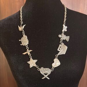 Vintage 80s Signed Marcie Pewter Necklace